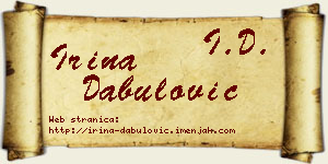 Irina Dabulović vizit kartica